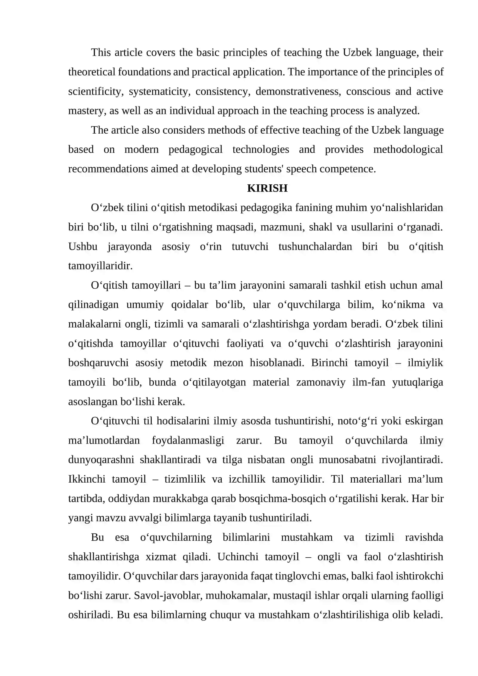 OʻZBEK TILINI OʻQITISHNING TAMOYILLARI 2