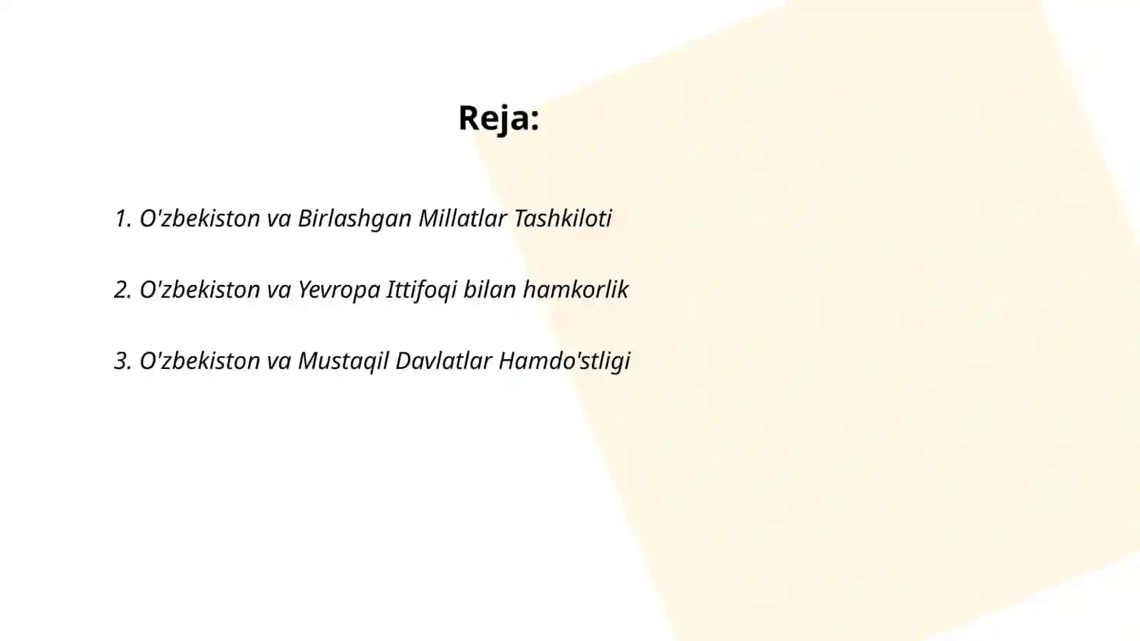 O'zbekistonning xalqaro tashkilotlar bilan hamkorlik aloqalari 2