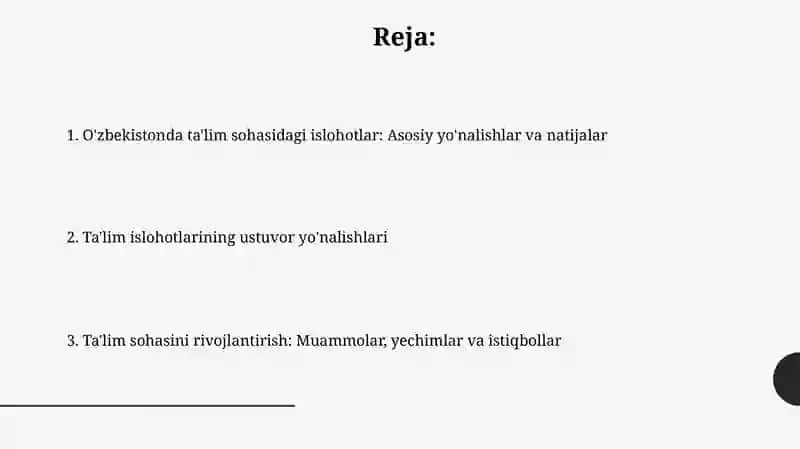 O'zbekiston Respublikasida ta'lim sohasida amalga oshirilgan islohotlar 2