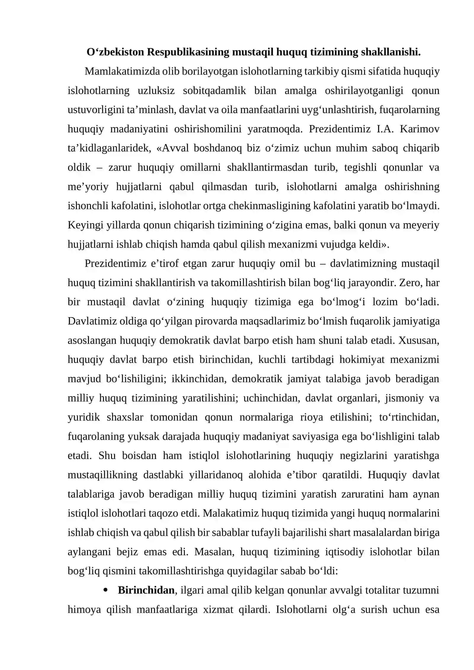 O‘zbekiston Respublikasining mustaqil huquq tizimi 2