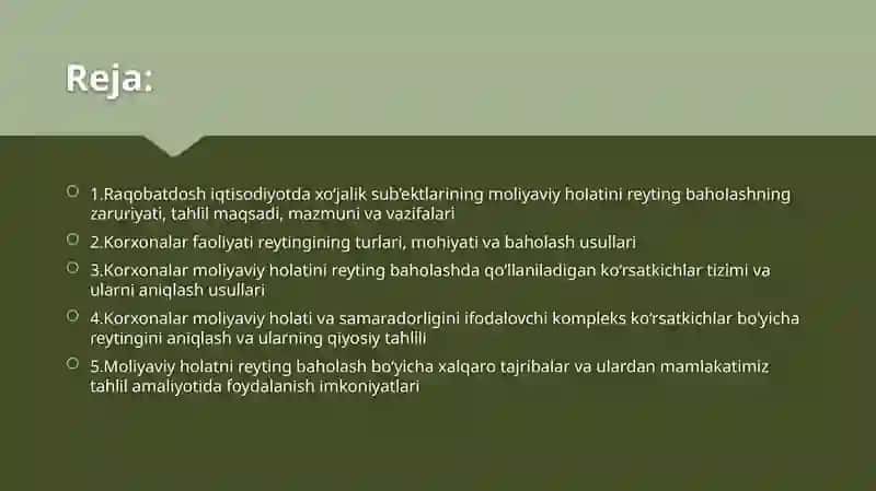 Korxonaning moliyaviy holatini baholash 2