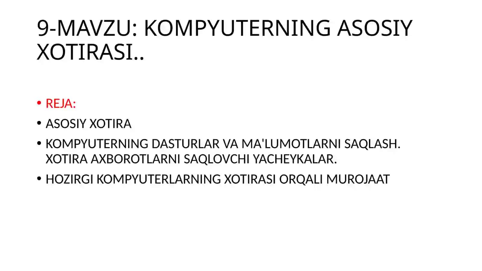KOMPYUTERNING ASOSIY XOTIRASI 2