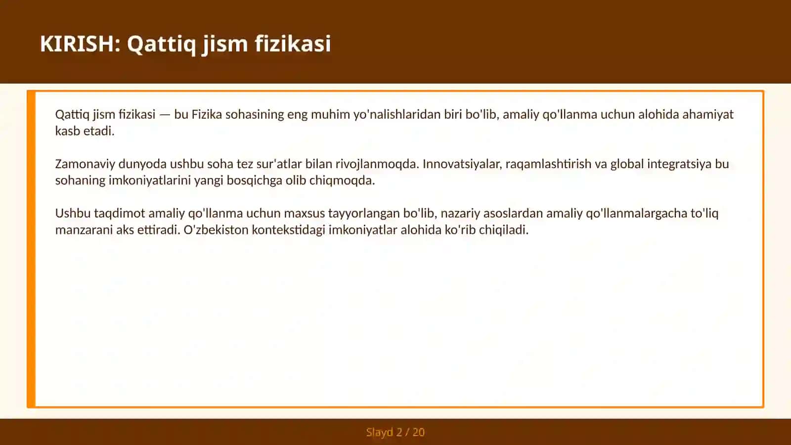 QATTIQ JISM FIZIKASI 2