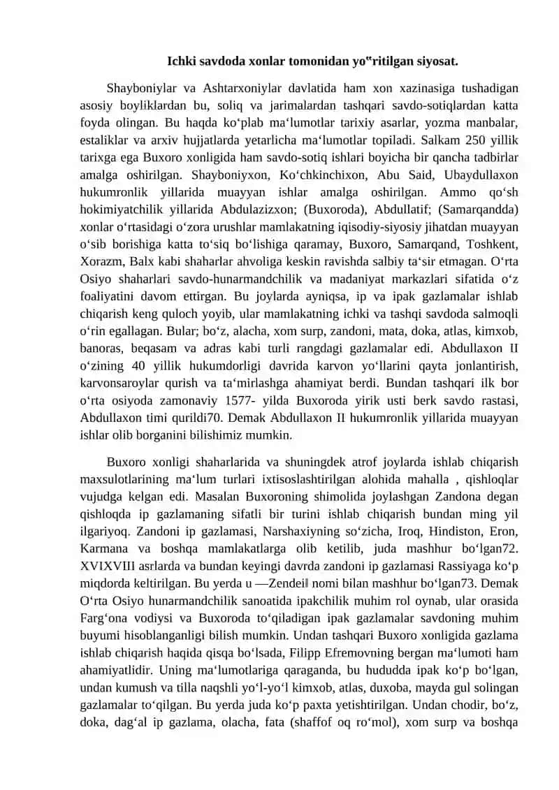 Buxoro amirligida savdo tovar pul munosabatlari 2