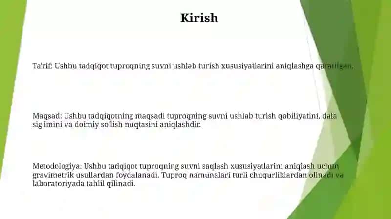 Tuproqning Suv KoʻTarish Xususiyatini Aniqlash 2