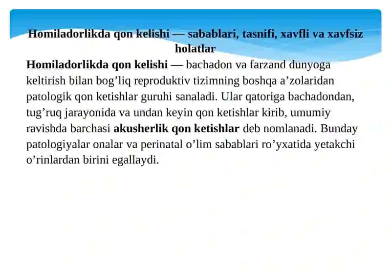 Homiladorlikda qon kelishi 2