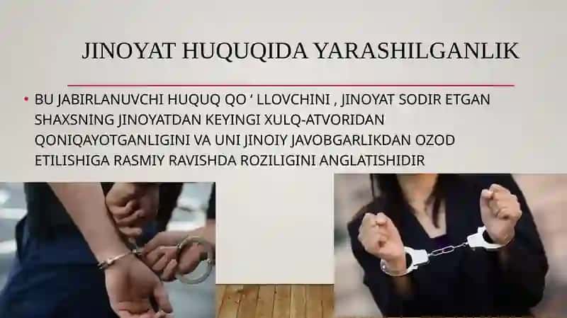 Yarashganligi munosabati bilan javobgarlikdan ozod qilish 2