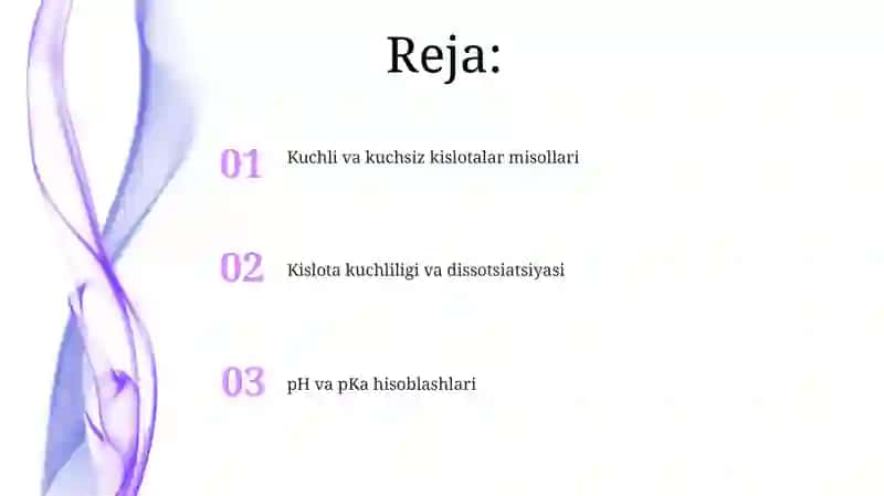 Kuchli va kuchsiz kislotalar 2