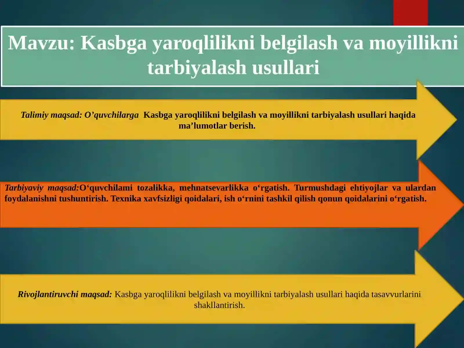 Kasbgayaroqlilikni belgilash va moyillikni tarbiyalash usullari 2