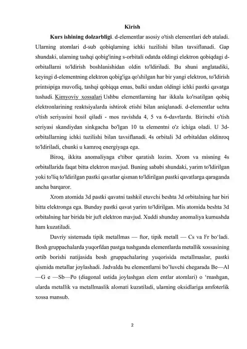 D ELEMENTLARNING ATOM TUZILISHI VA XOSSALARI 2