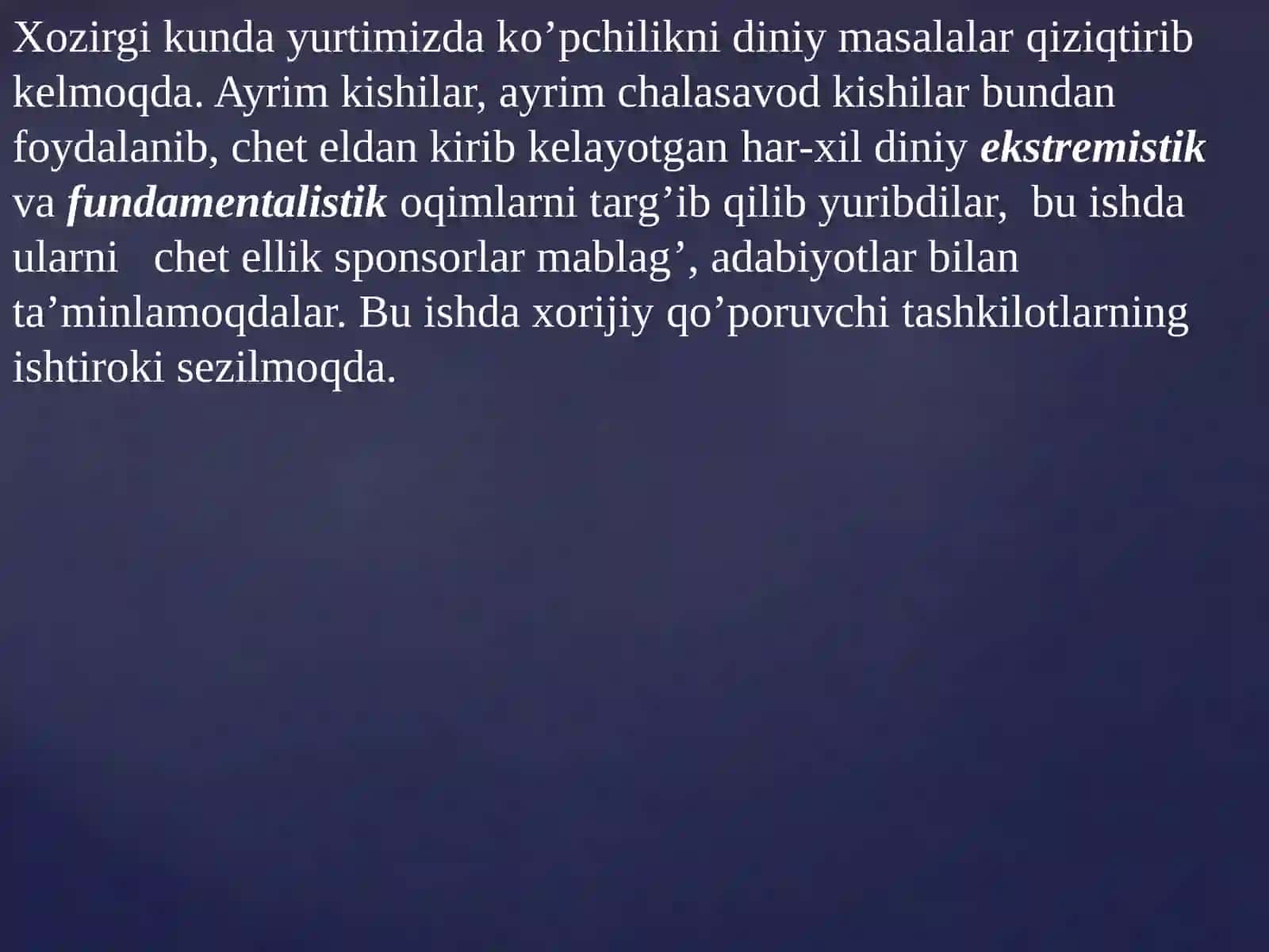 Diniy mutaassiblik va dindorlik 2