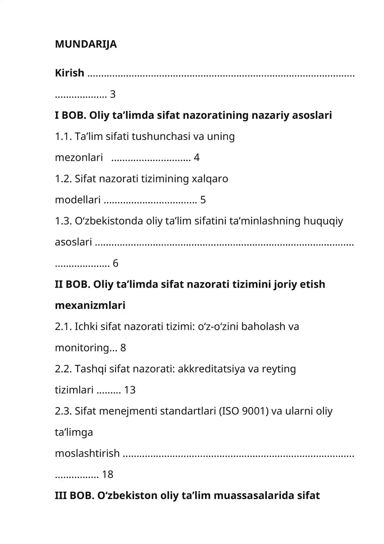 OLIY TA’LIMDA SIFAT NAZORATI TIZIMINI JORIY ETISH 2