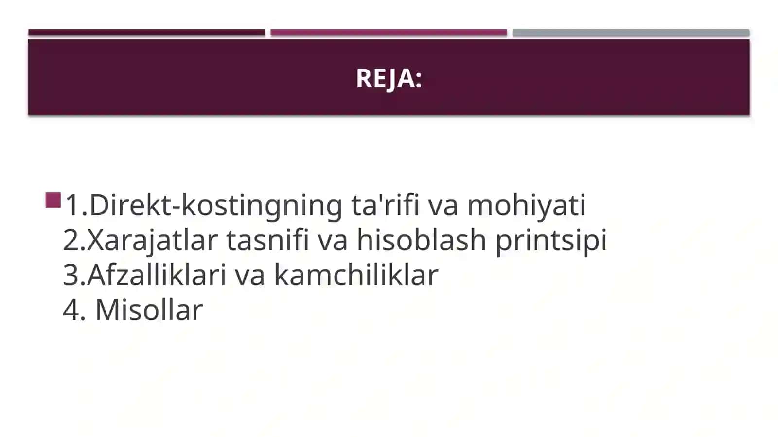 maxsulot ish xizmatlar tannarxini kalkulatsiya qilish 2