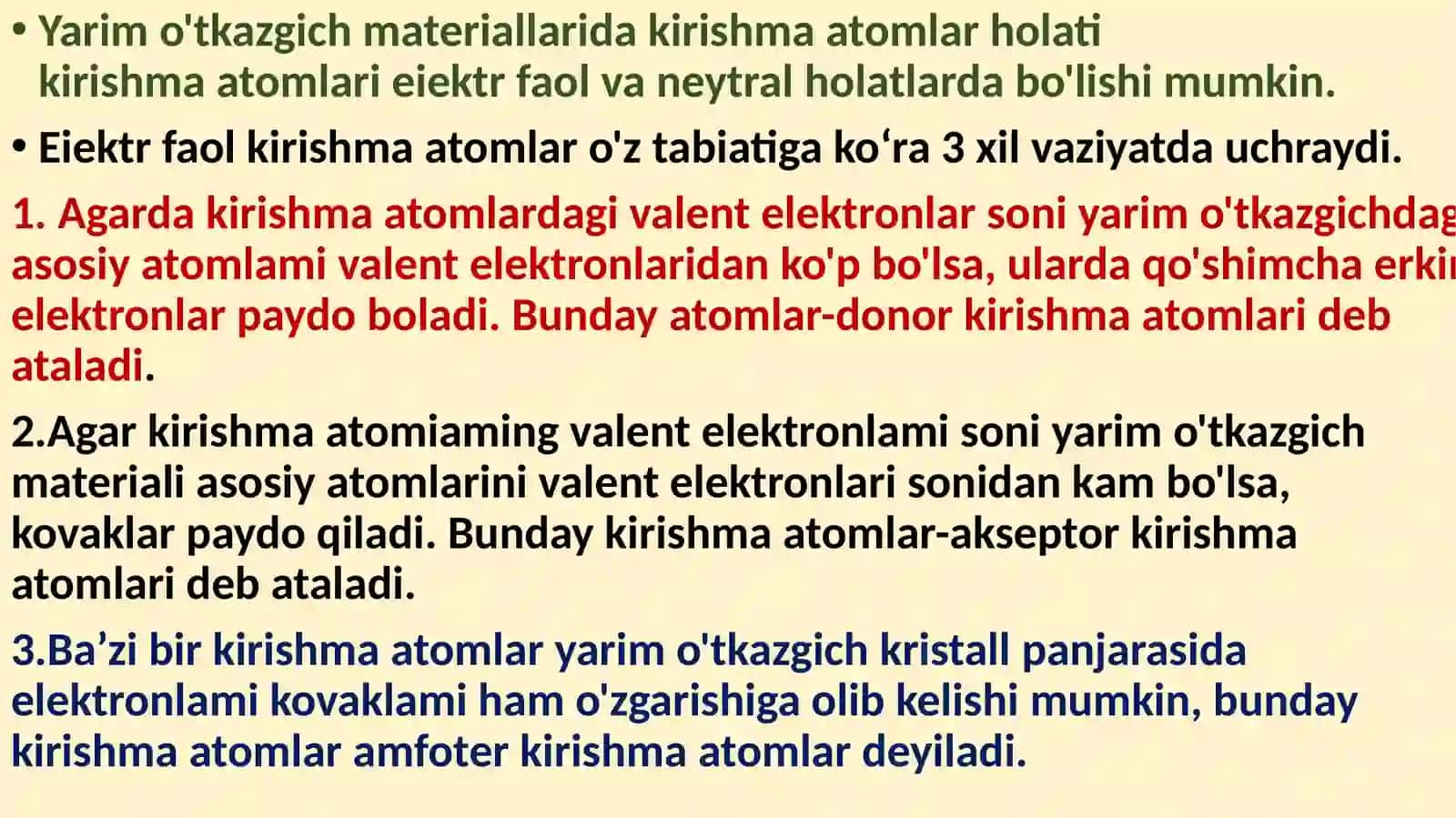 YARIM O‘TKAZGICHLARDA KIRISHMALAR 2