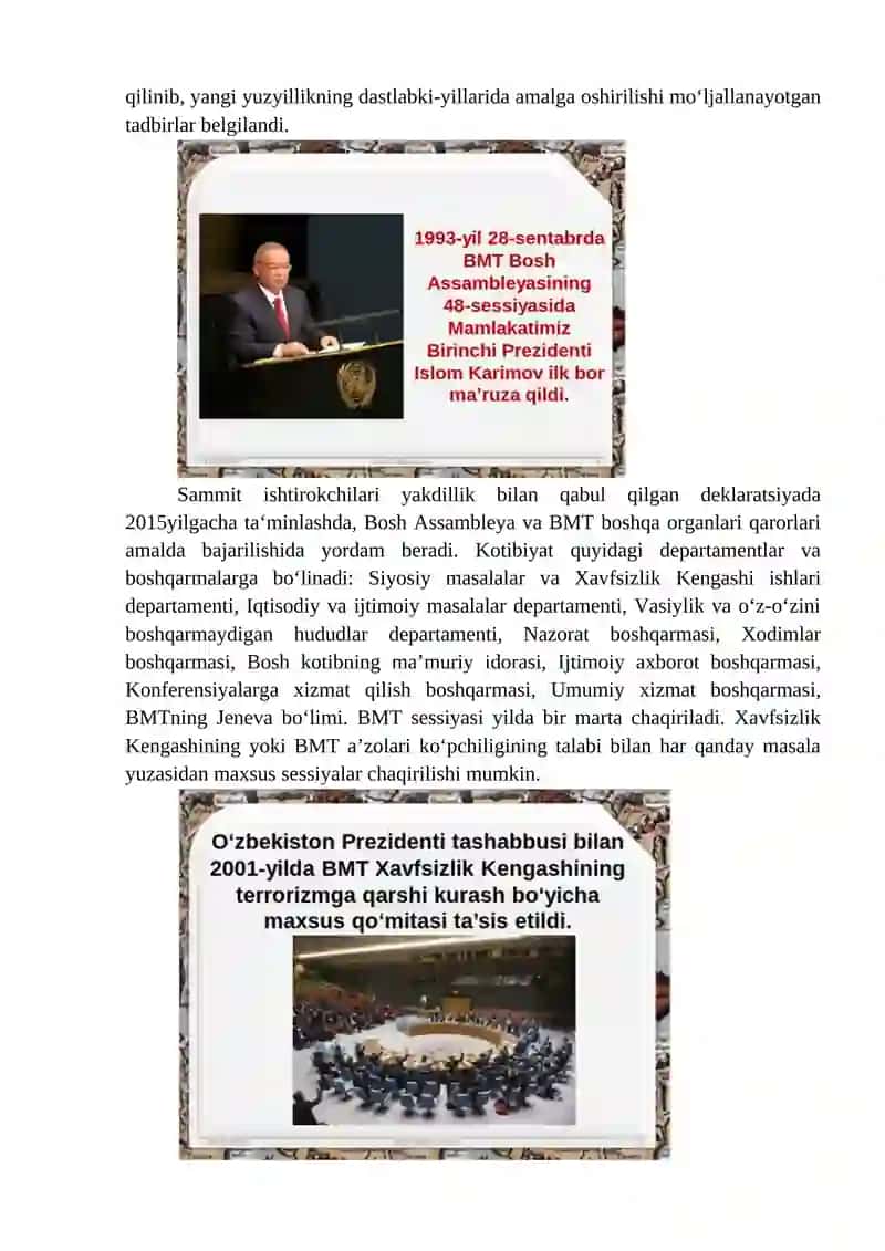 Birlashgan Millatlar Tashkiloti Faoliyati 2