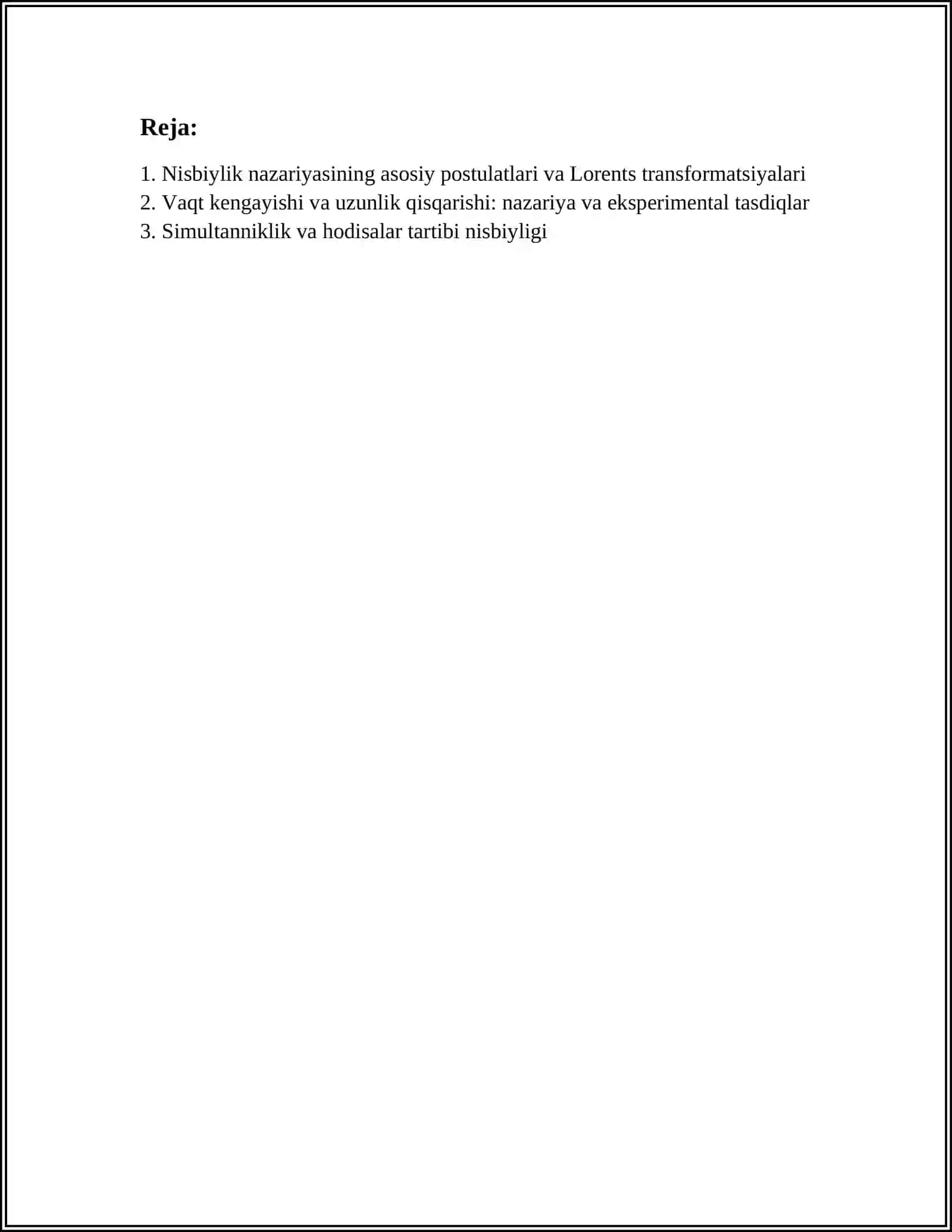 Nisbiylik nazariyasi elementlari 2