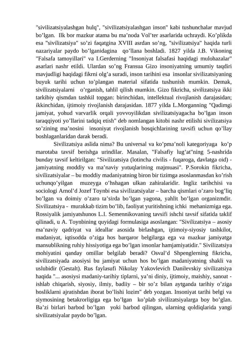 "Sivilizatsiya" tushunchasi. Uning ta’rifi va o’ziga hos sifatlari 2
