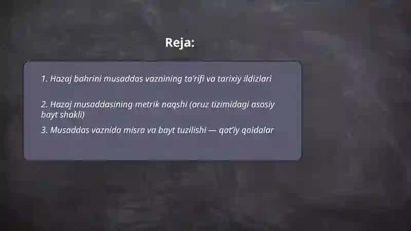 Hazaj bahrini musaddas vaznlari 2
