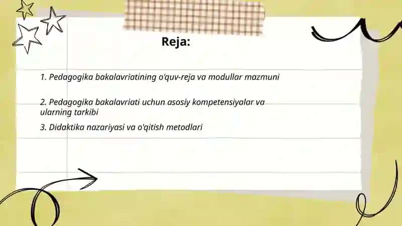 Pedagogıka bakalaviat ta'lim yo'nalishining zaruriy mazmuni va bakalavrning tayyorgarlik darajasiga qo'yiladigan talablar 2