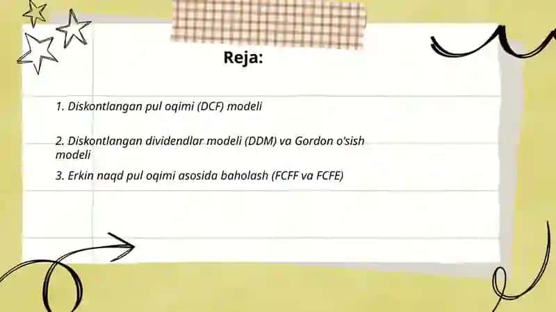 Diskontlangan pul oqimi (DCF) modeli 2
