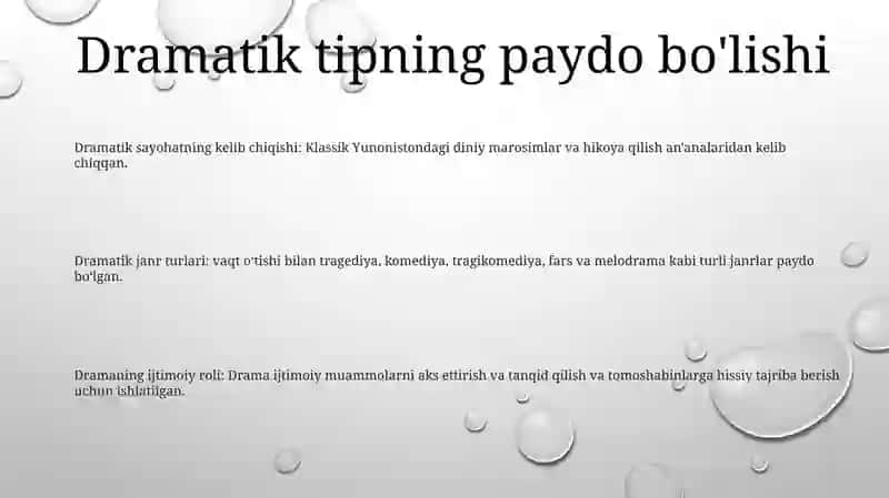 Dramatik Tur Va Uning Paydo Bolishi, Janrlari 2