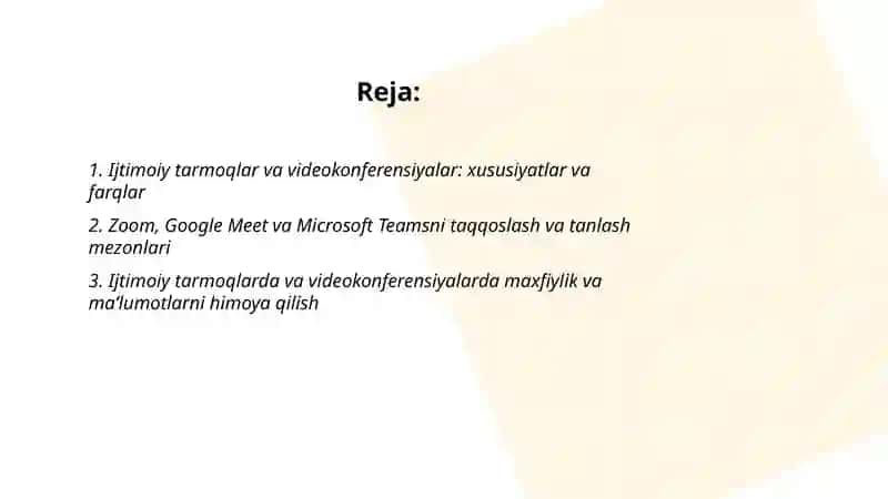 Ijtimoiy tarmoq va videokonferensiyalar 2