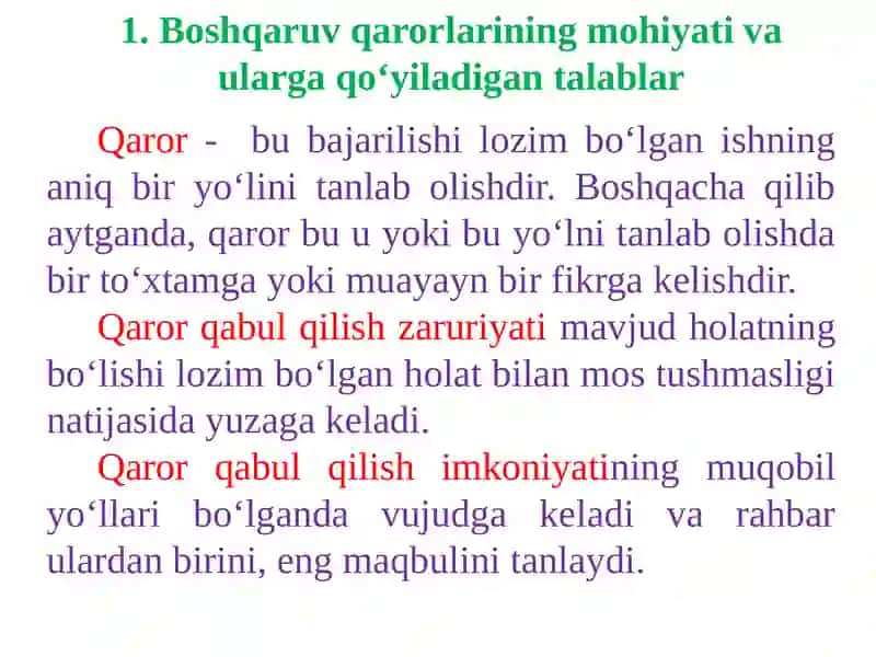 BOSHQARUV QARORLARINI QABUL QILISH 2