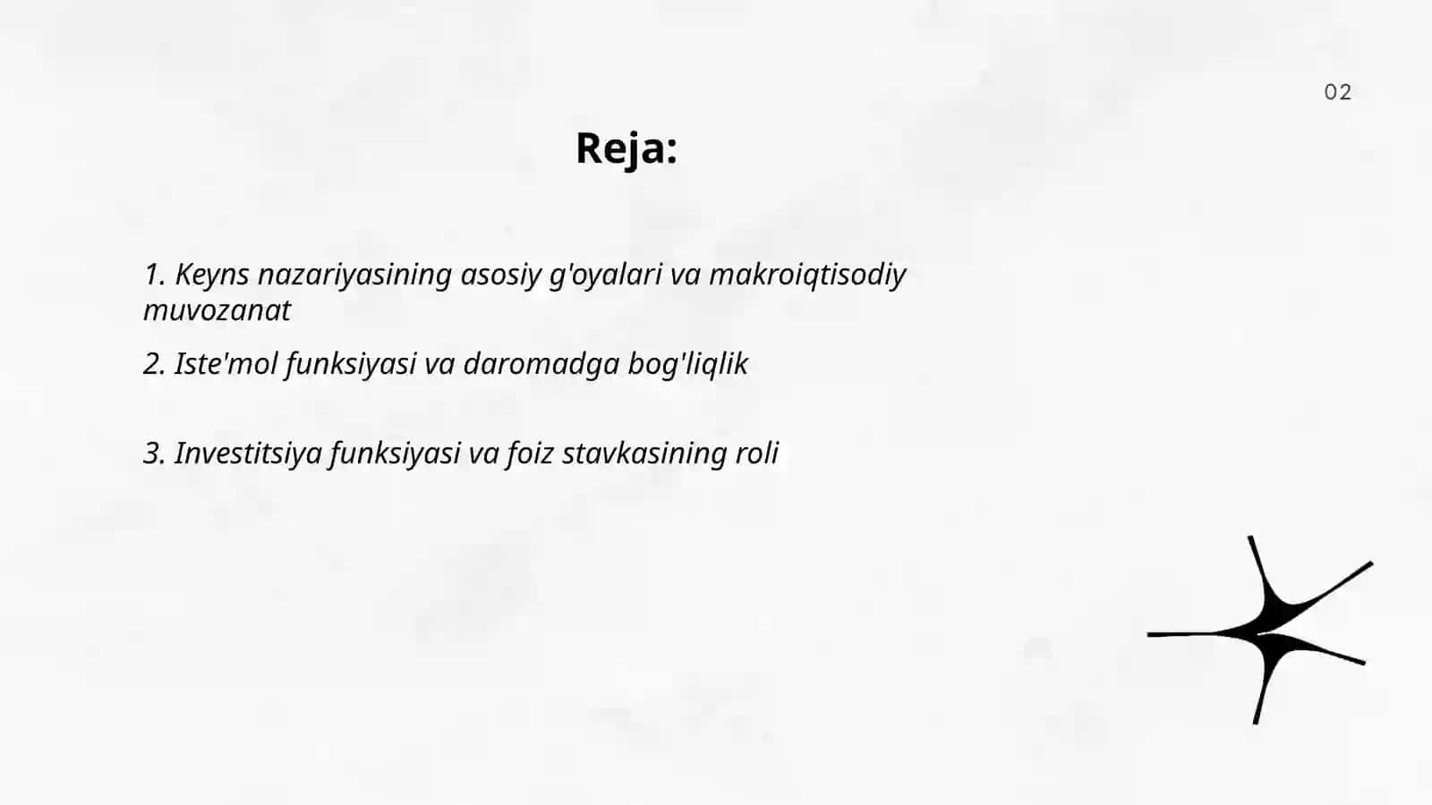 Keynsning makroiqtisodiy muvozanat modeli 2