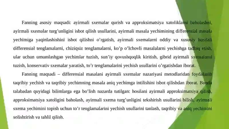 Birinchi va ikkinchi tartibli ayirmali tenglamalar 2