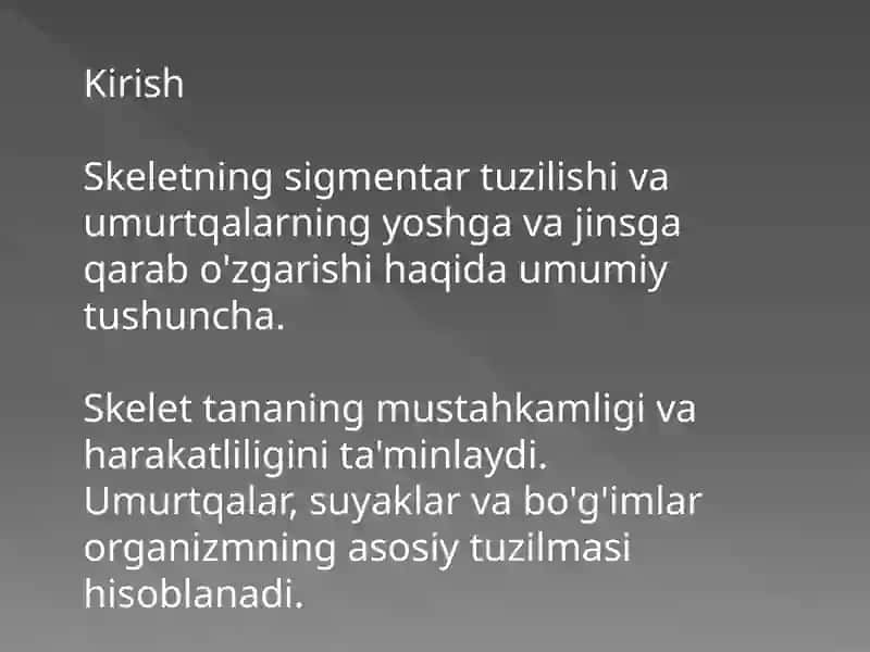 Skeletning sigmentar tuzilishi 2