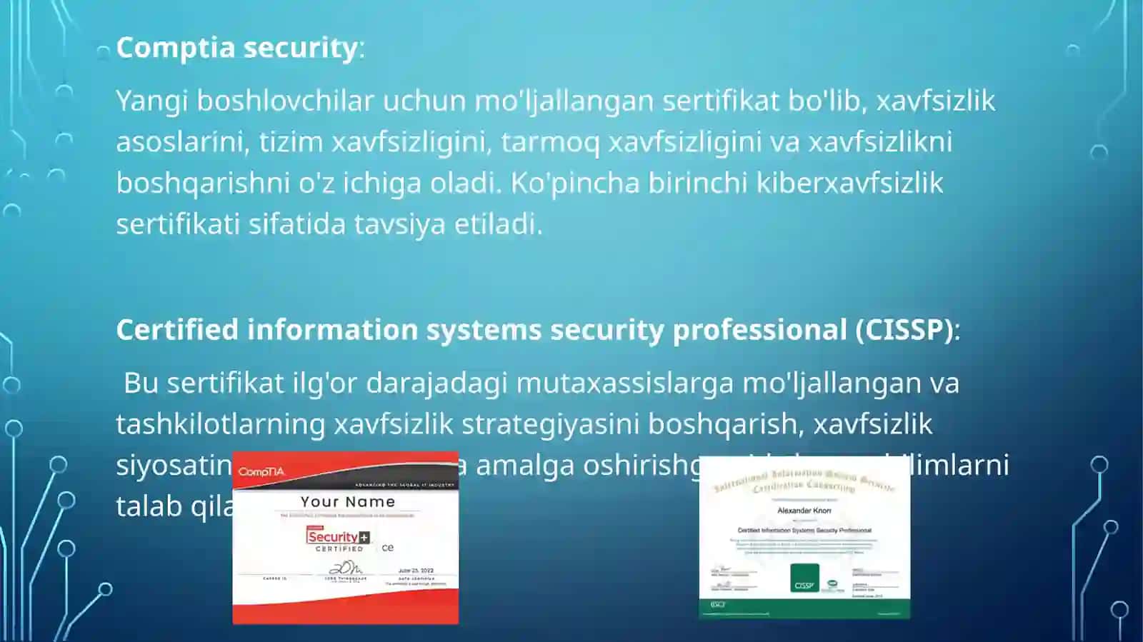 Kiberxavfsizlik sohasida mashhur sertifikatlar 2