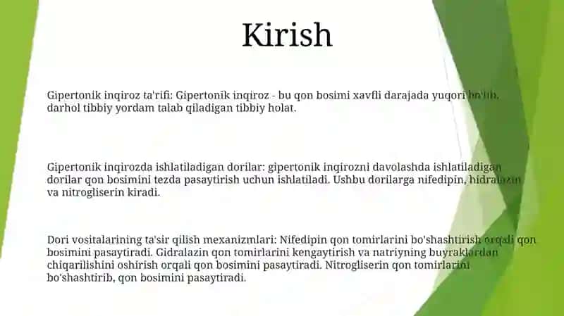 Gipertonik Kirizda Ishlatiladigan Dori Vositalari 2
