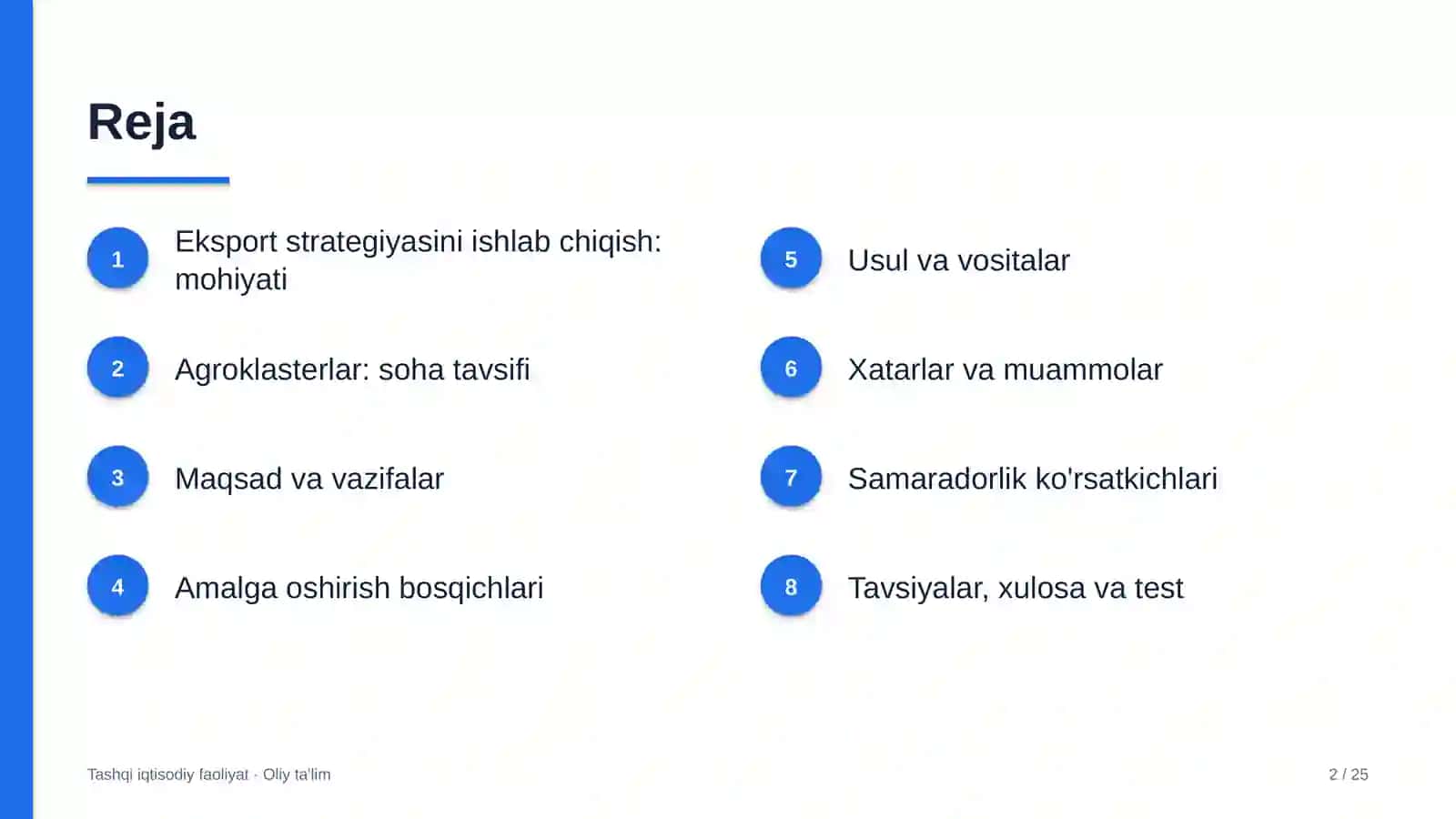 Agroklasterlarda eksport strategiyasini ishlab chiqish 2