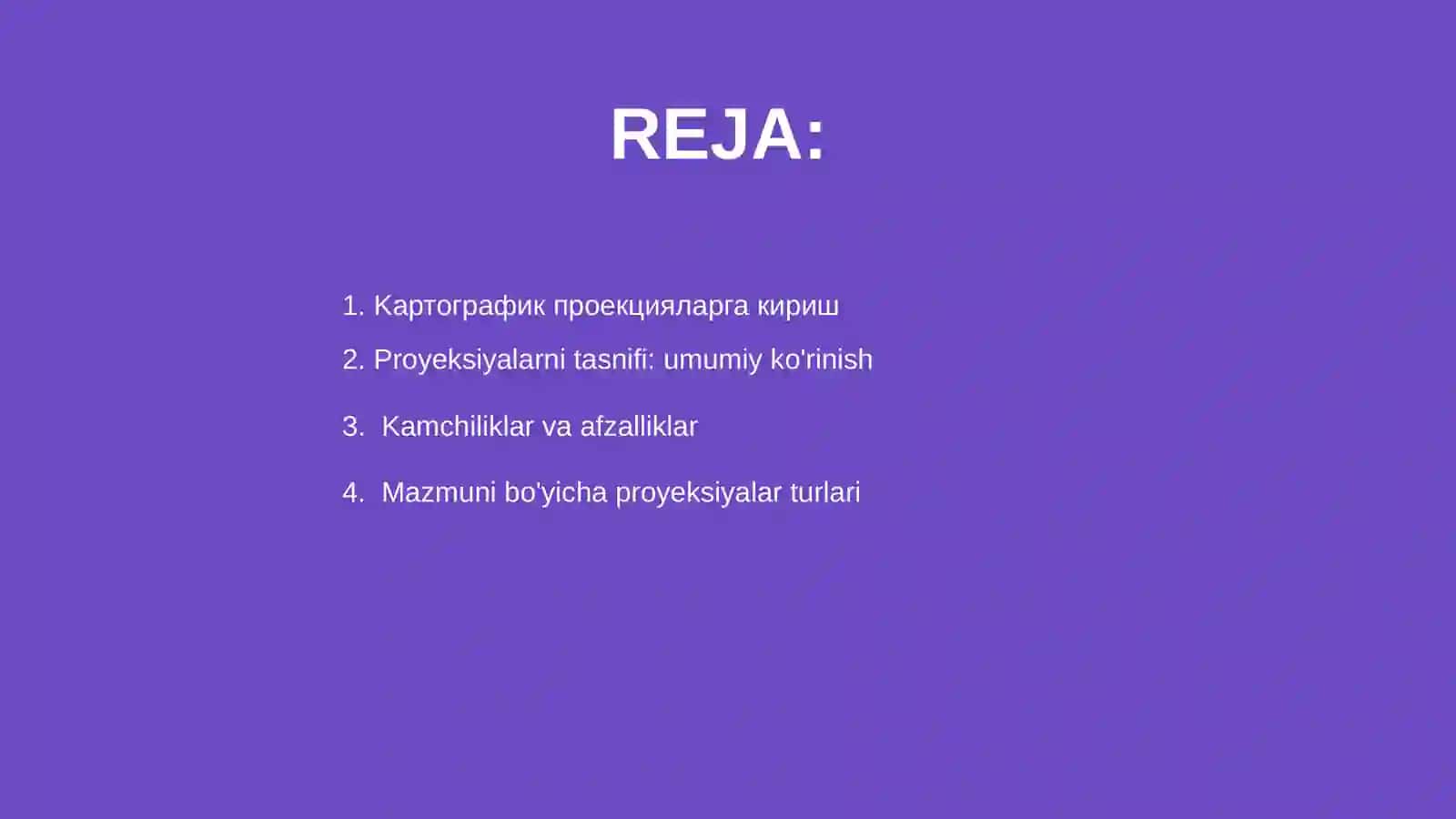 Kartografik proyeksiyalarni tasnifi 2
