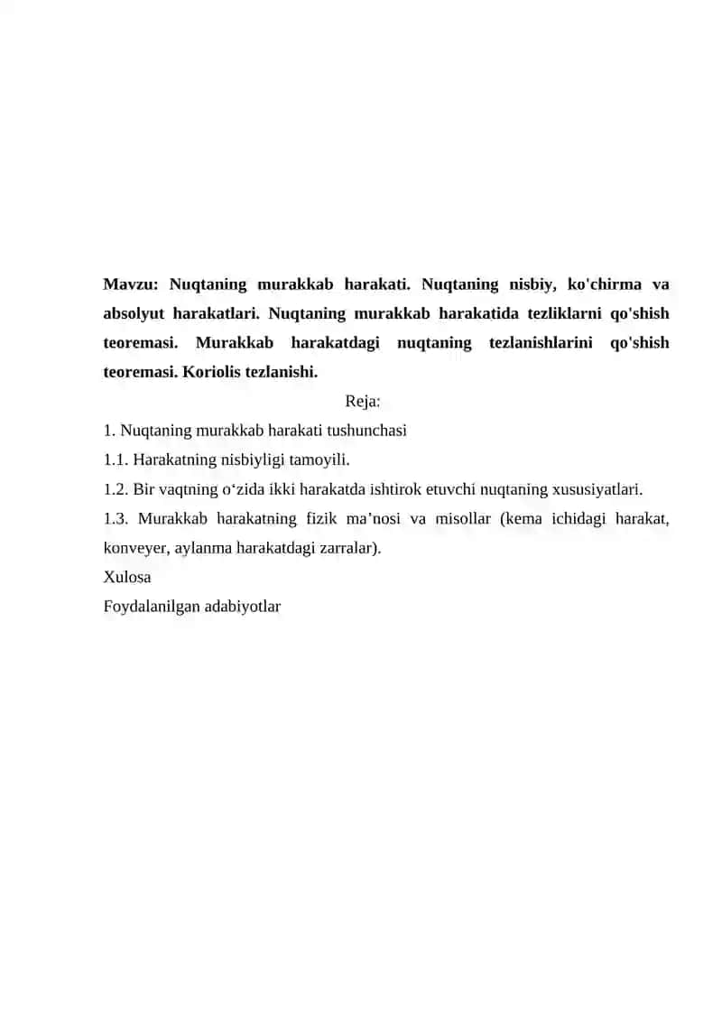 Nuqtaning murakkab harakati 2