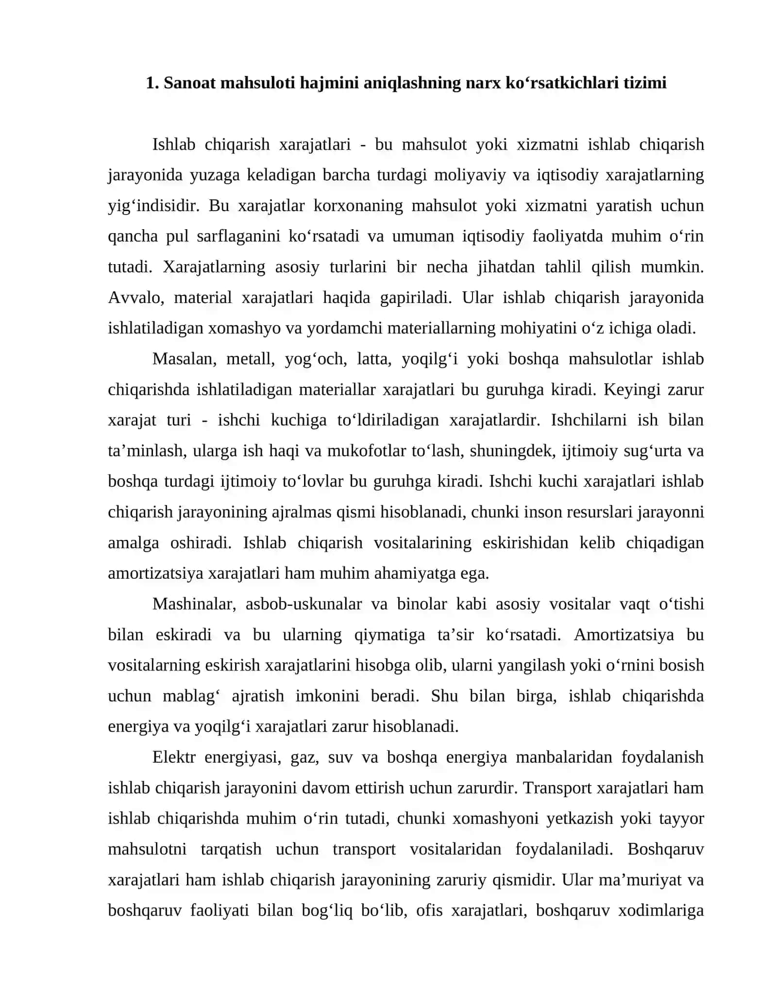 10-mavzu. Ishlab chiqarish xarajatlari statistikasi 2