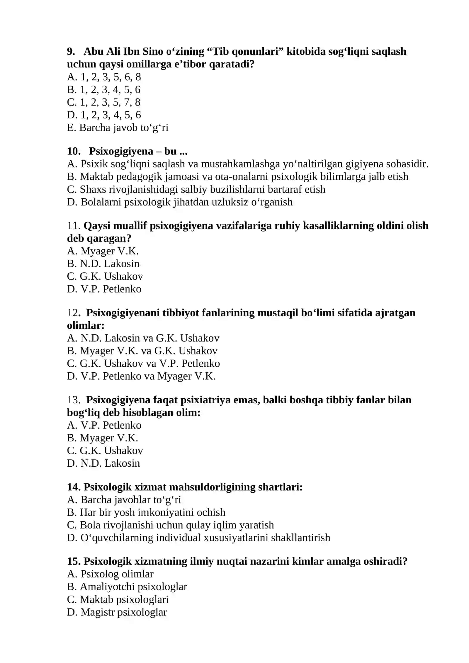 Psixologik konsultatsiya psixokorreksiya test 2