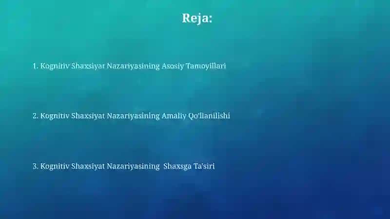 Kognitiv Shaxsiyat Nazariyasi 2