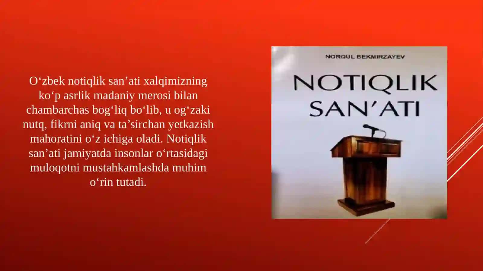 O’ZBEK NOTIQLIK SAN’ATINI O’RGANISH 2