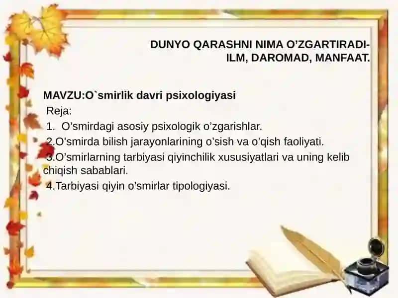 O`smirlik davri psixologiyasi 2