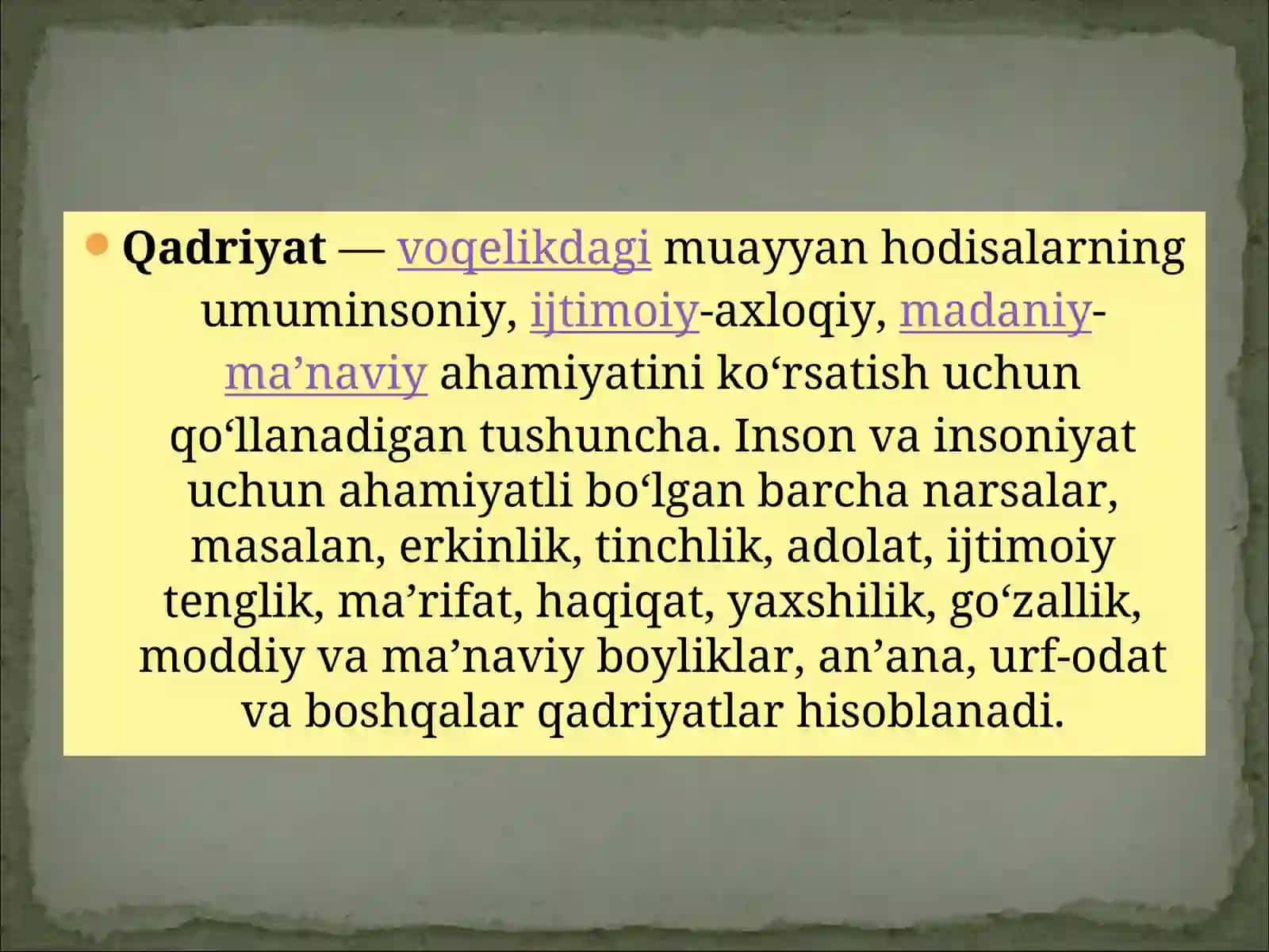 Qadriyatlar 2