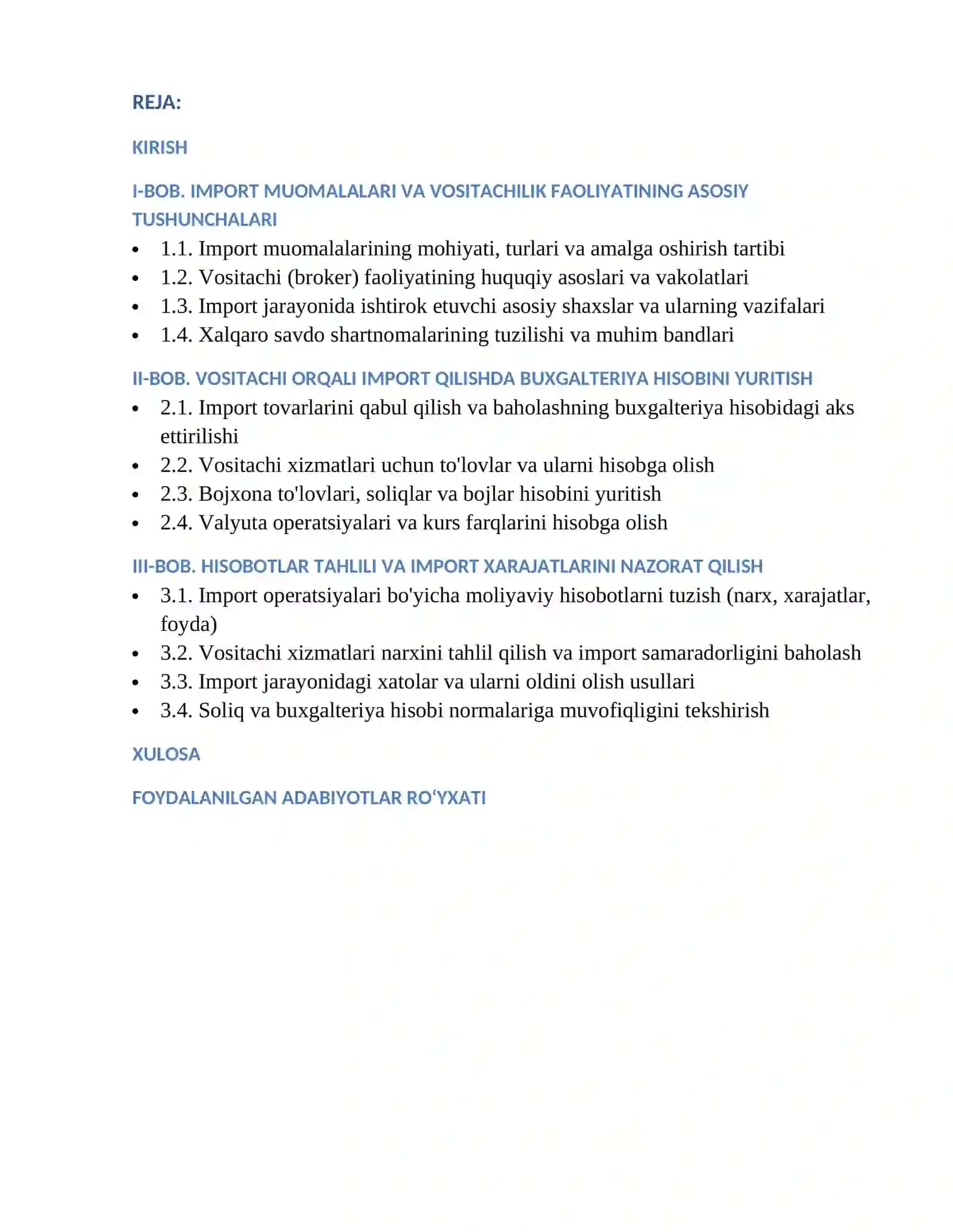 Vositachi orqali amalga oshiriladigan import muomalalarining hisobi 2