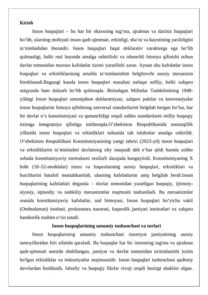 Inson huquqining kafolatlari 2