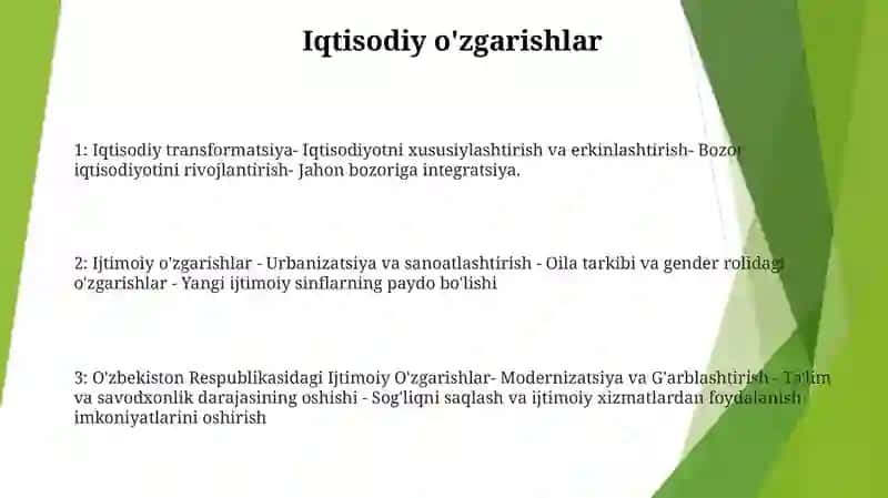 O'zbekiston Respublikasidagi Ijtimoiy O'Zgarishlar 2