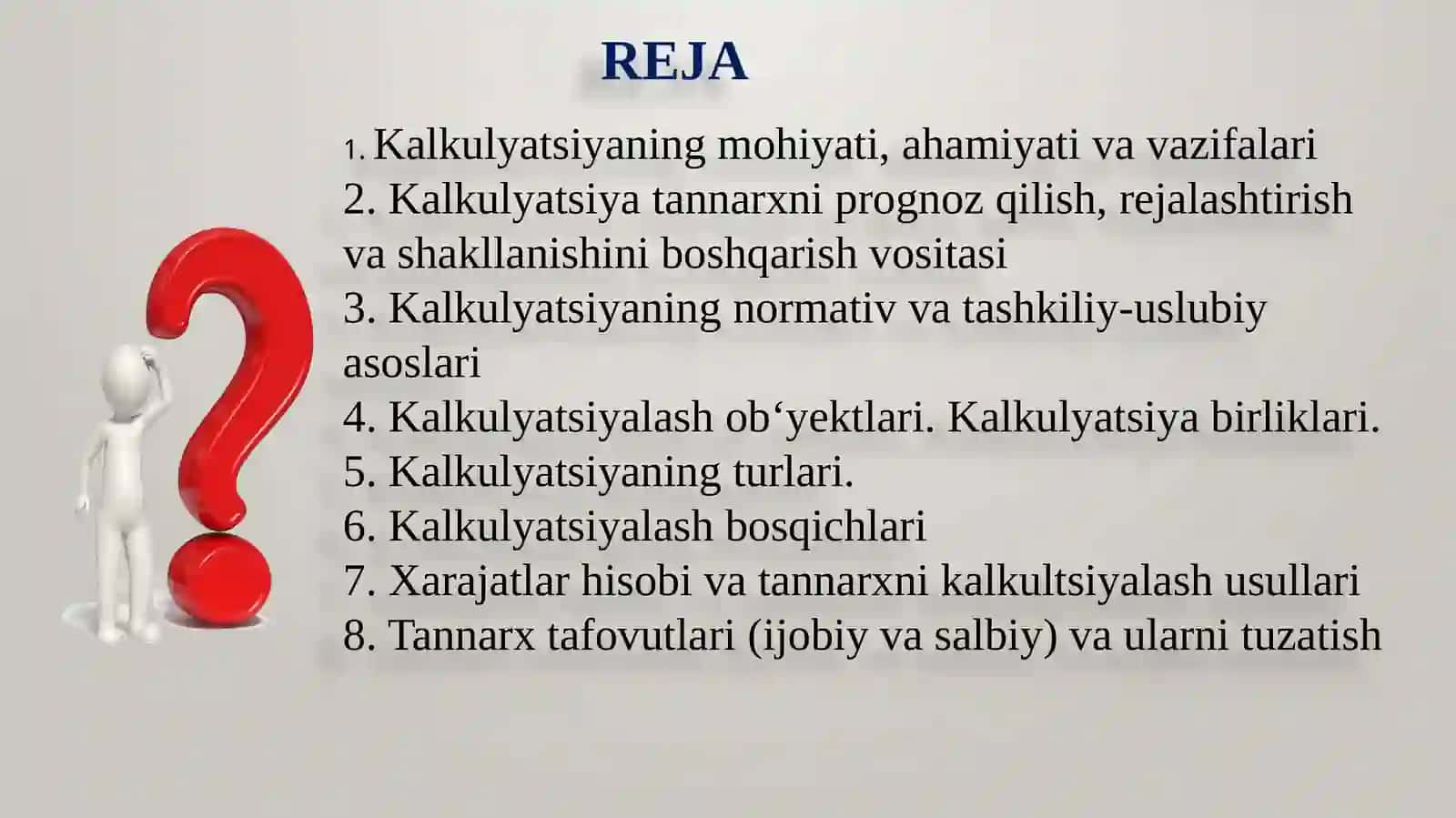 MAHSULOT (ISH, XIZMAT)LAR TANNARXINI KALKULYATSIYALASH 2