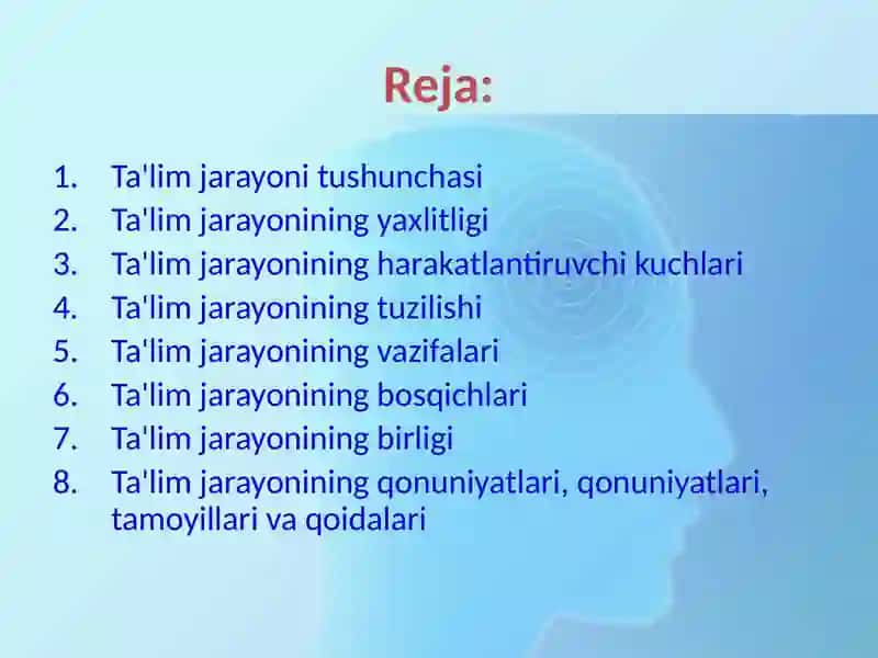 Ta'limjarayonihaqida tushuncha 2