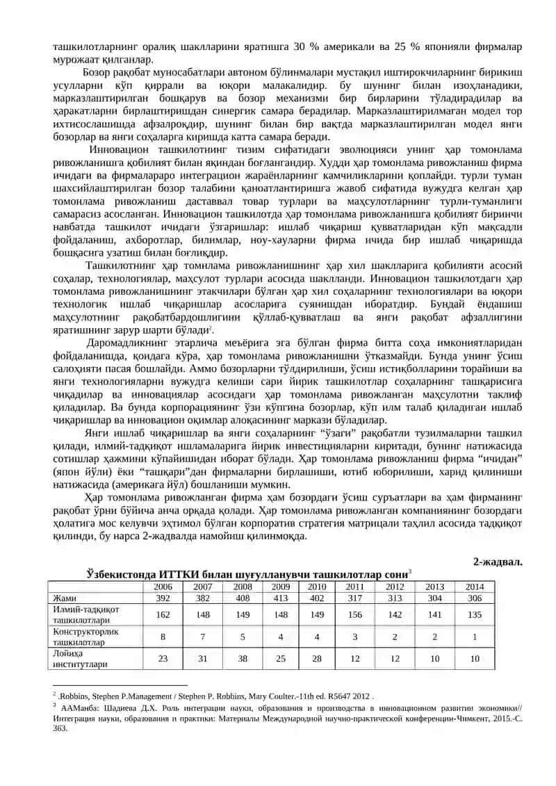 Инновацион фаолиятнинг ташкилий шакллари 2