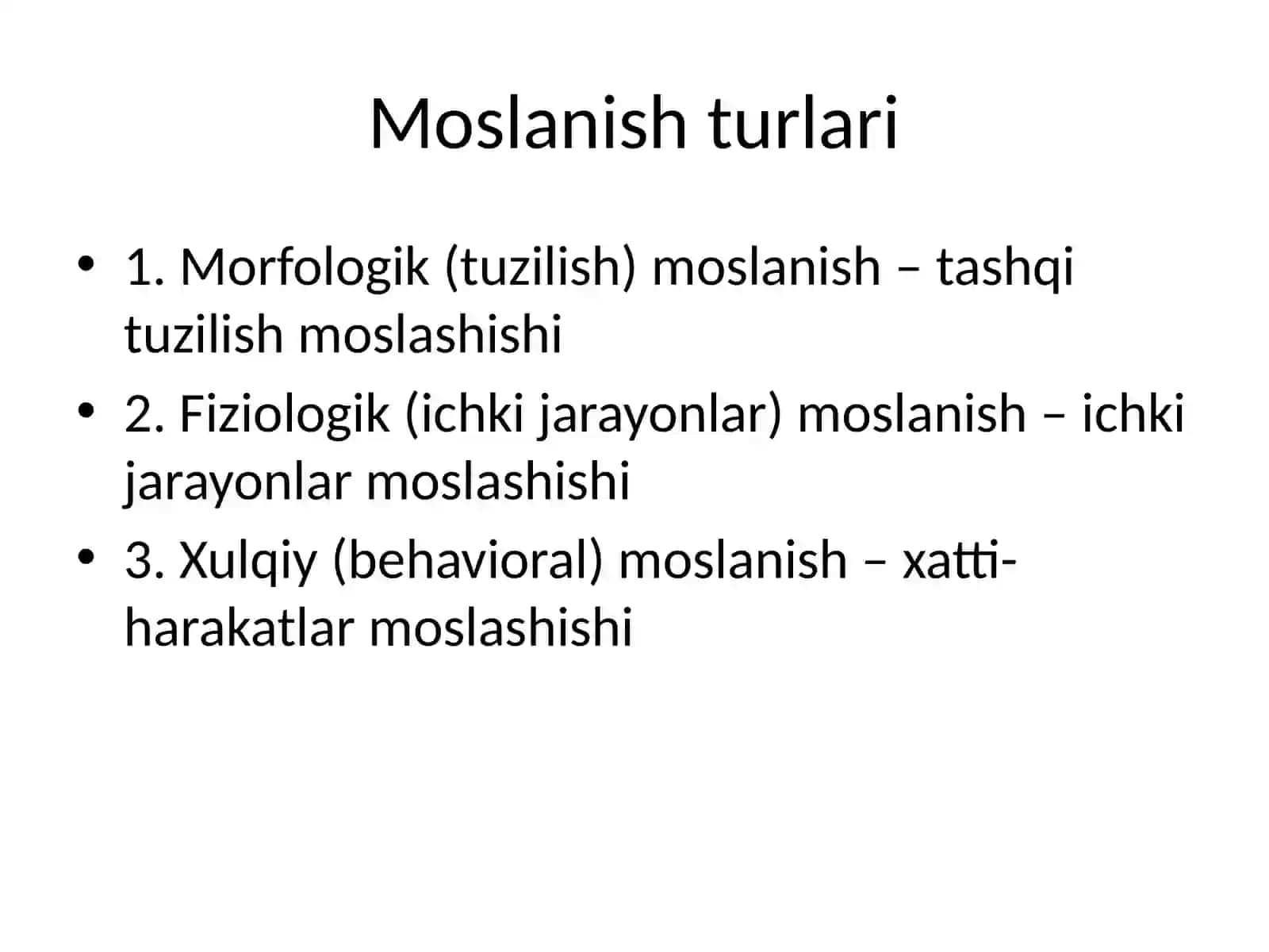 Yashash muhitiga moslanish 2