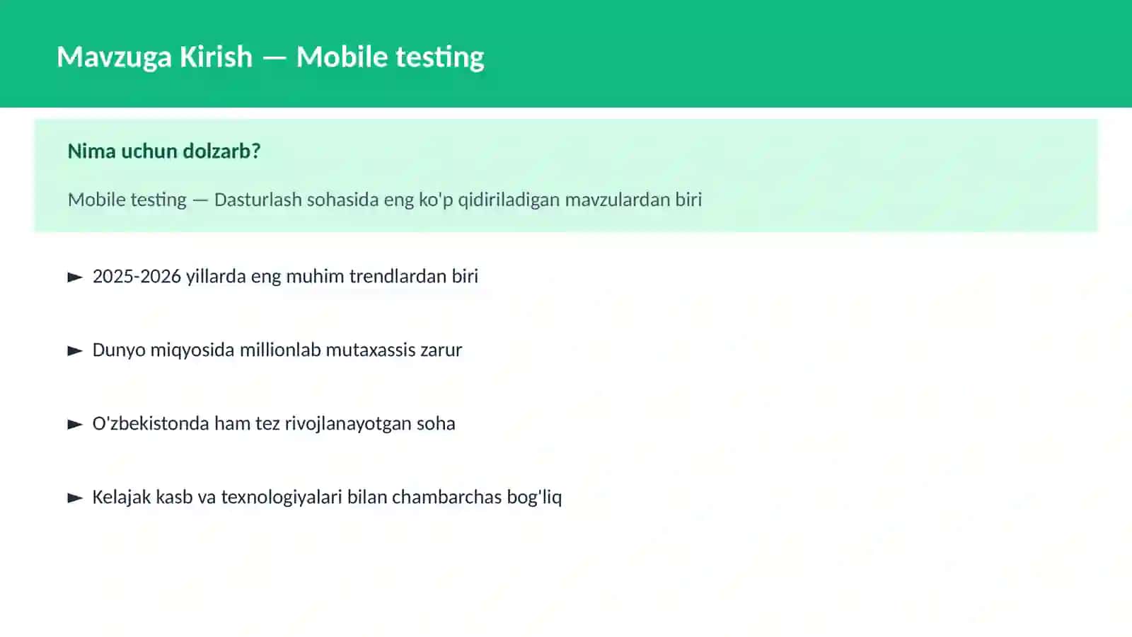 Mobile testing 2