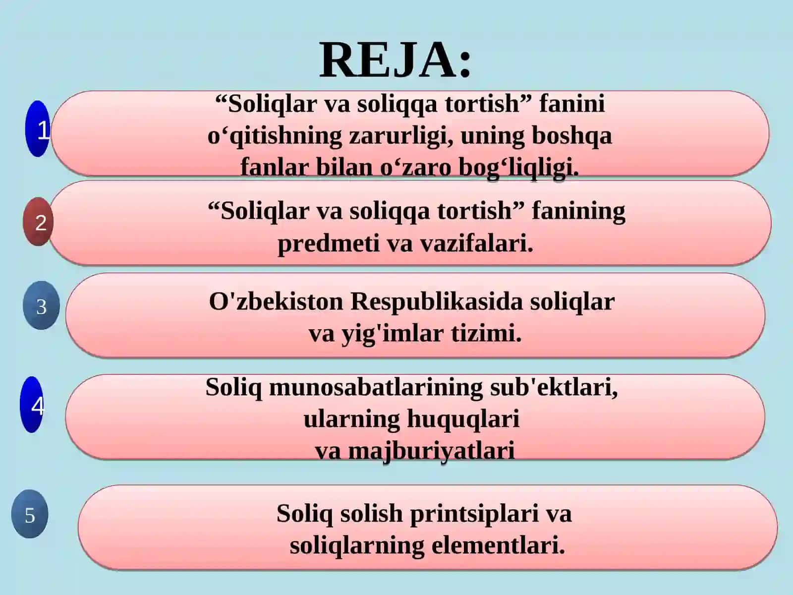 “Soliqlar va soliqqa tortish” faniga kirish 2